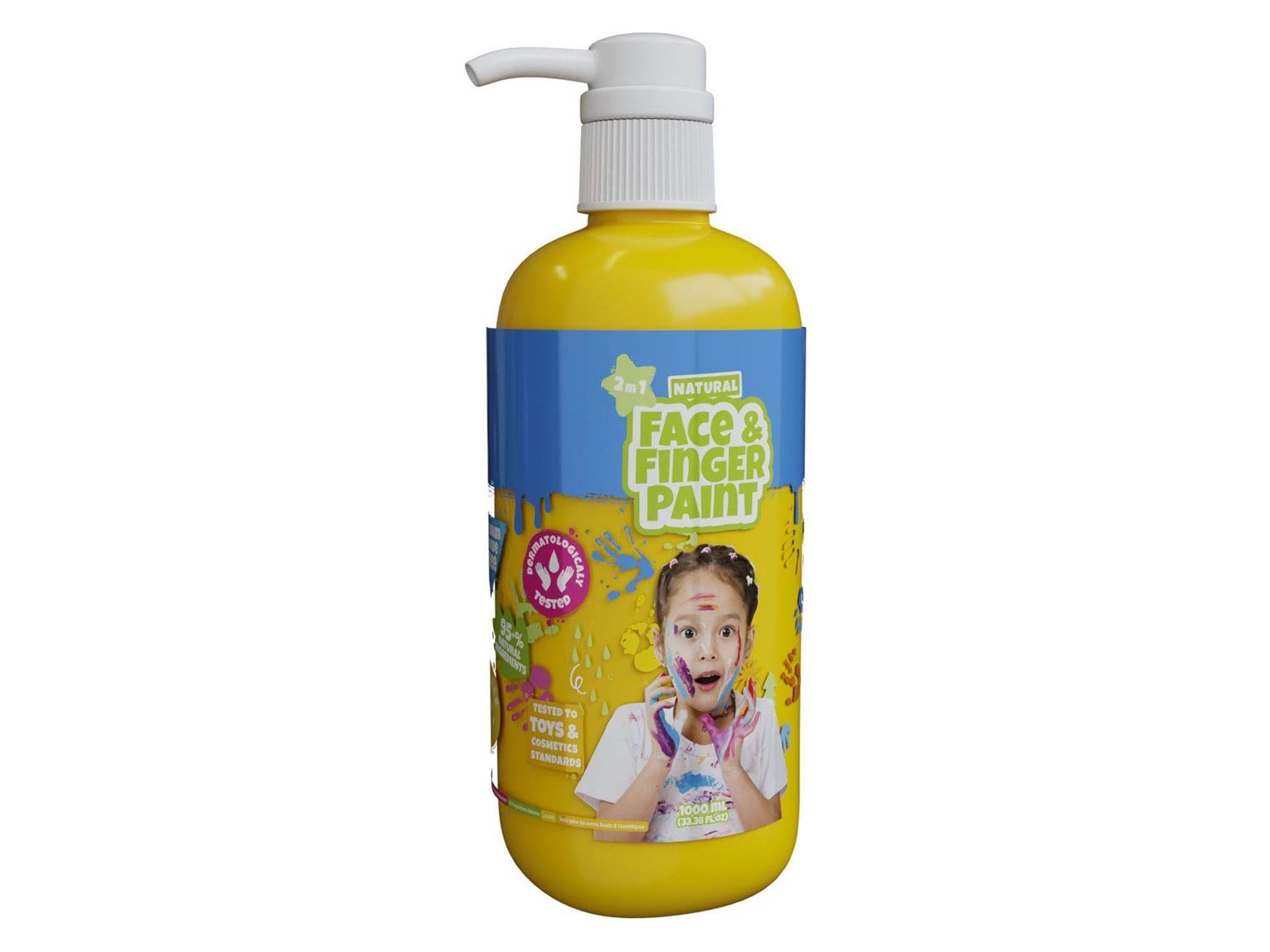 Boti Natural Face & Fingerpaint Bottle with Pump - Yellow 1L Boti Natural Face & Fingerpaint Bottle with Pump - Yellow 1L